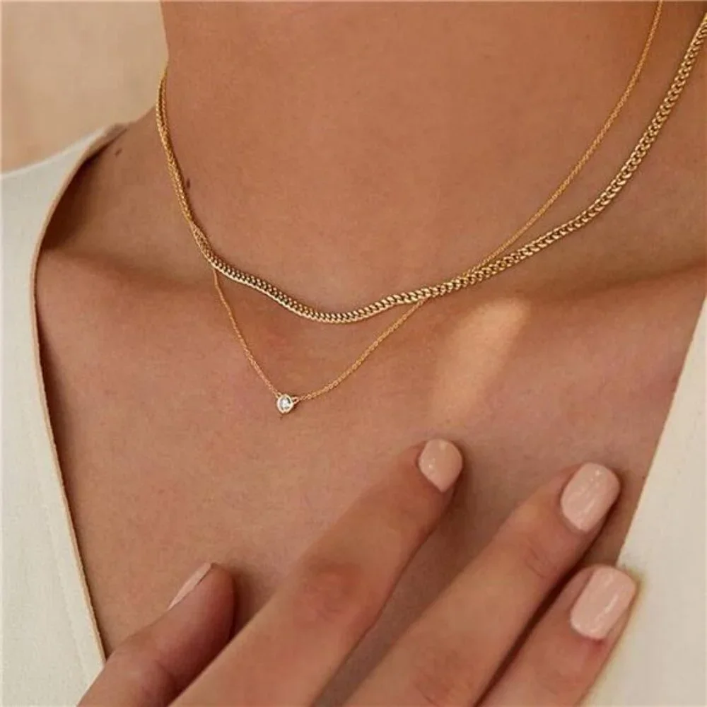 Diamond Necklaces for Women, Dainty 14k Gold/Sterling Silver Choker Necklace - Picture 3 of 6